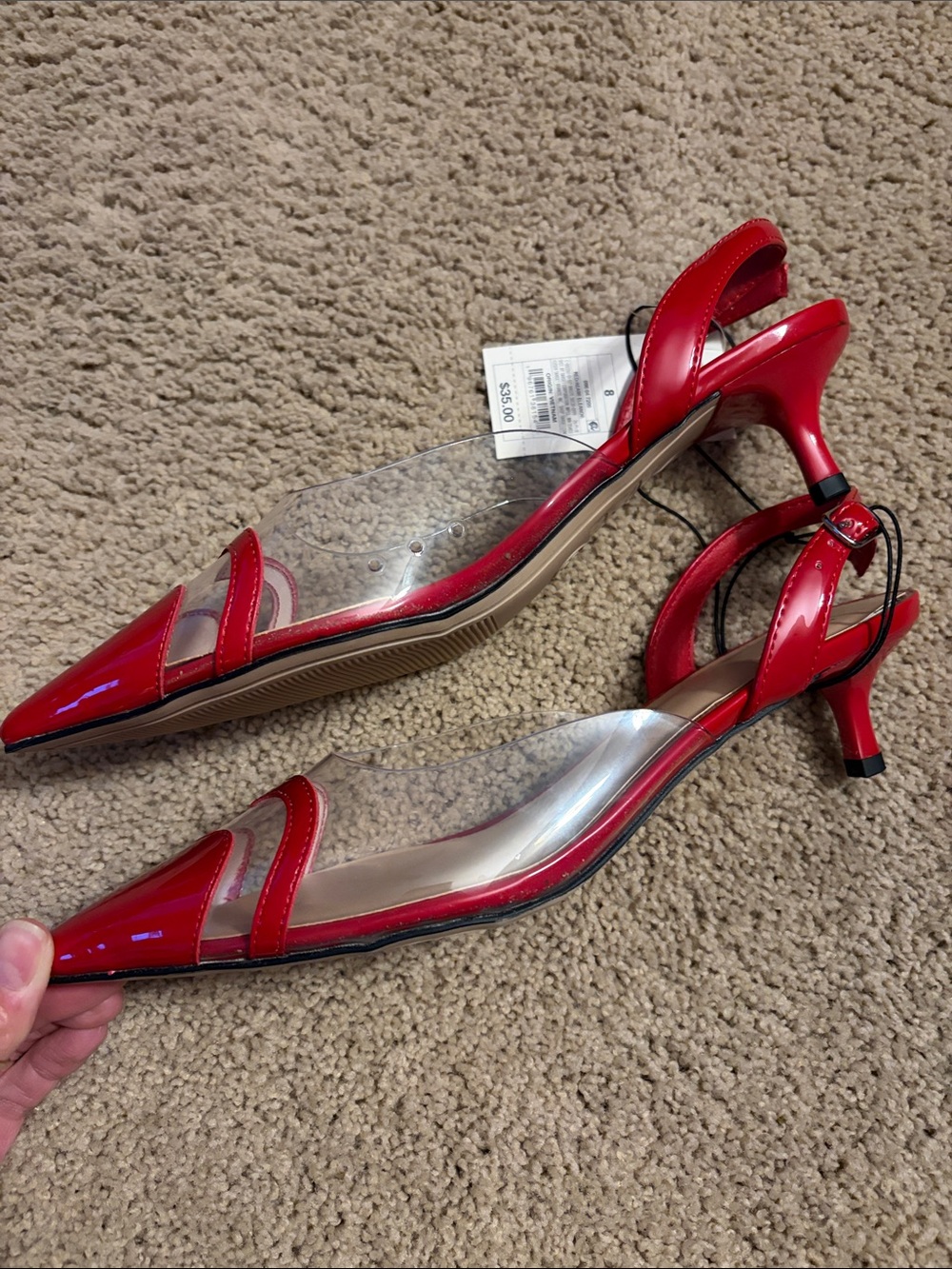 NWT A New Day Eleanor Red Heart Kitten Heel Slingback Sandal size 8 - Picture 4 of 10